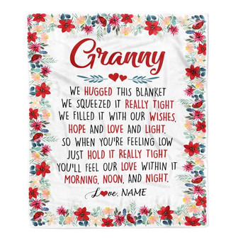 Personalized Granny Blanket From Grandkids Grandson Granddaughter We Hugged This Blanket Granny Birthday Mothers Day Christmas Customized Fleece Throw Blanket - Thegiftio UK