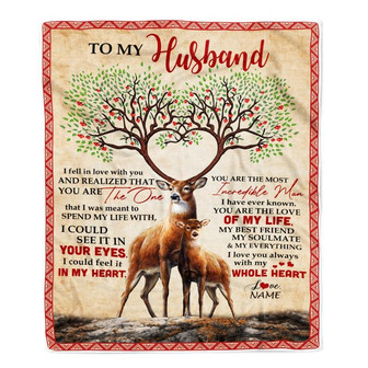 Personalized To My Husband Blanket From Wife Deer You Are The Love Of My Life Husband Birthday Wedding Anniversary Christmas Customized Fleece Blanket - Thegiftio UK