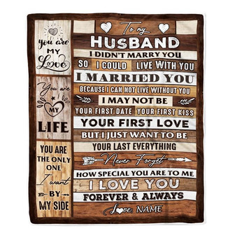 Personalized To My Husband Blanket From Wife Wood You Are My Love My Life Husband Anniversary Wedding Valentines Day Christmas Fleece Throw Blanket - Thegiftio UK