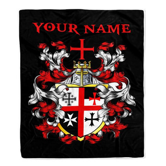Personalized Knights Templar Blanket Custom Name Cross For Men Husband Dad Son Birthday Christmas Customized Bed Fleece Throw Blanket - Thegiftio