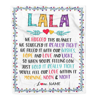 Personalized Lala Blanket From Grandkids We Hugged This Blanket Lala Birthday Mothers Day Christmas Customized Fleece Blanket - Thegiftio UK