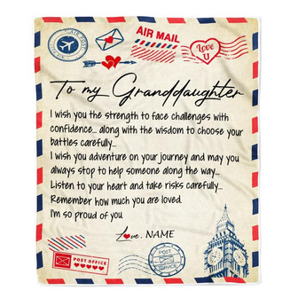 Personalized Letter Blanket To My Granddaughter From Grandma Grandpa I'm So Proud Of You Birthday Christmas Thanksgiving Graduation Customized Fleece Blanket - Thegiftio UK