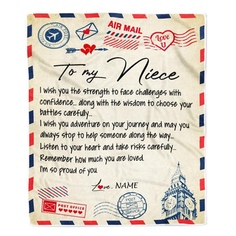 Personalized Letter Blanket To My Niece From Aunt Auntie Uncle I'm So Proud Of You Niece Birthday Christmas Thanksgiving Graduation Customized Fleece Blanket - Thegiftio UK