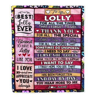 Personalized Lolly Blanket From Granddaughter Grandson Thank You For The Love Lolly Mothers Day Birthday Christmas Customized Bed Fleece Throw Blanket - Thegiftio UK