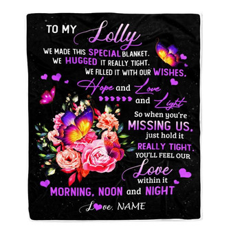 Personalized Lolly Blanket From Grandkids Granddaughter We Made This Special Blanket Flower Lolly Birthday Mothers Day Christmas Customized Fleece Blanket - Thegiftio UK
