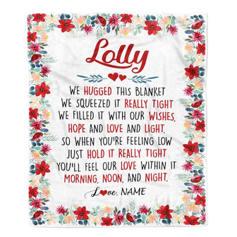 Personalized Lolly Blanket From Grandkids Grandson Granddaughter We Hugged This Blanket Lolly Birthday Mothers Day Christmas Customized Fleece Throw Blanket - Thegiftio UK