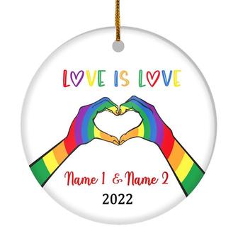 Personalized Love is Love LGBT Ornament Couple LGBTQ Christmas Tree Gay Lesbian Rainbow Friend Lovers Love is Pride Customized Christmas Tree Ornament - Thegiftio UK