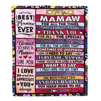 Personalized Mamaw Blanket From Granddaughter Grandson Thank You For The Love Mamaw Mothers Day Birthday Christmas Customized Bed Fleece Throw Blanket - Thegiftio UK