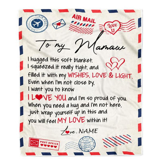 Personalized To My Mamaw Blanket From Grandkids Grandson Air Mail Letter I Love You Mamaw Birthday Mothers Day Christmas Customized Fleece Throw Blanket - Thegiftio UK