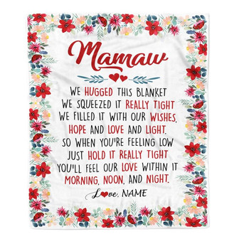 Personalized Mamaw Blanket From Grandkids Grandson Granddaughter We Hugged This Blanket Mamaw Birthday Mothers Day Christmas Customized Fleece Throw Blanket - Thegiftio UK
