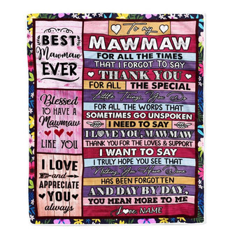 Personalized Mawmaw Blanket From Granddaughter Grandson Thank You For The Love Mawmaw Mothers Day Birthday Christmas Customized Bed Fleece Throw Blanket - Thegiftio UK