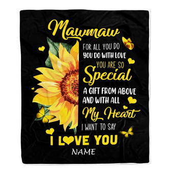 Personalized To My Mawmaw Blanket From Grandkids Granddaughter I Want To Say I Love You Sunfower Mawmaw Birthday Mothers Day Christmas Fleece Throw Blanket - Thegiftio UK