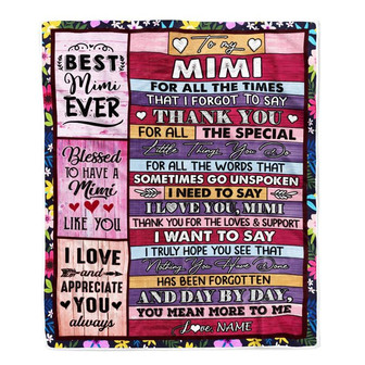 Personalized Mimi Blanket From Granddaughter Grandson Thank You For The Love Mimi Mothers Day Birthday Christmas Customized Bed Fleece Throw Blanket - Thegiftio UK