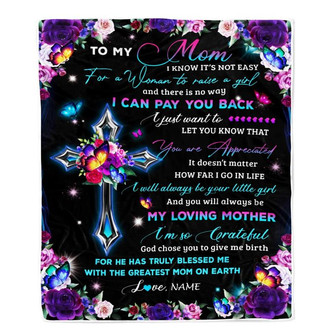 Personalized To My Mom Blanket From Daughter Letter Love You Cross Christian Mom Birthday Mothers Day Thanksgiving Christmas Customized Fleece Blanket - Thegiftio