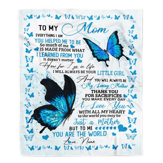 Personalized To My Mom Blanket from Daughter Son Butterfly Everything I Am You Helped Me to Be Birthday Mothers Day Christmas Customized Fleece Blanket - Thegiftio UK