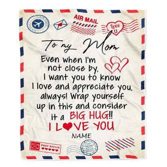 Personalized To My Mom Blanket From Daughter Son I Love You Hugs Air Mail Letter Birthday Mothers Day Christmas Thanksgiving Customized Fleece Blanket - Thegiftio UK