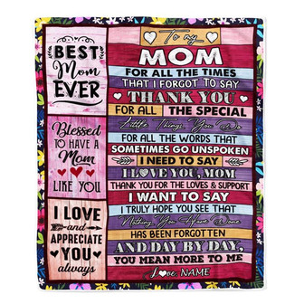 Personalized Mom Blanket From Daughter Son Thank You For The Love Mom Mothers Day Birthday Christmas Customized Bed Fleece Throw Blanket - Thegiftio UK