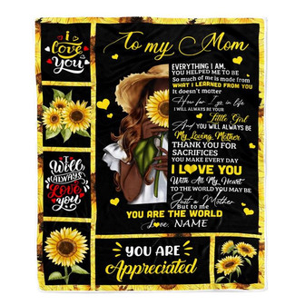 Personalized To My Mom Sunflower Blanket From Daughter Son Love Letter You Are The World Mom Birthday Mothers Day Christmas Customized Bed Fleece Throw Blanket - Thegiftio