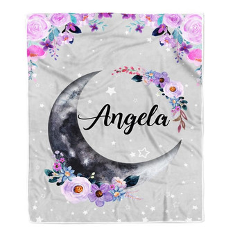 Personalized Moon and Stars Baby Luna Blanket Newborn Coming Home Nursery Baby Kids Daughter Granddaughter Niece Birthday Customized Christmas Fleece Blanket - Thegiftio UK