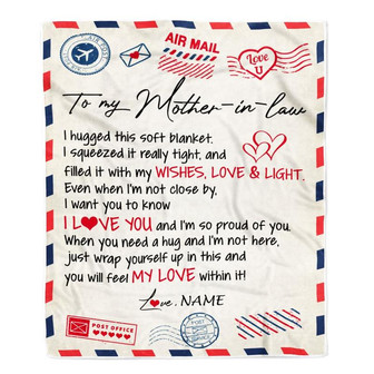 Personalized To My Mother In Law Blanket Air Mail Letter I Love You Mother In Law Birthday Mothers Daythanksgiving Christmas Fleece Throw Blanket - Thegiftio UK