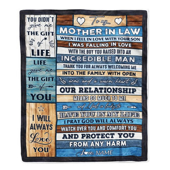 Personalized To My Mother In Law Blanket From Daughter Wood Always Love You Mother In Law Birthday Mothers Day Christmas Customized Fleece Throw Blanket - Thegiftio UK