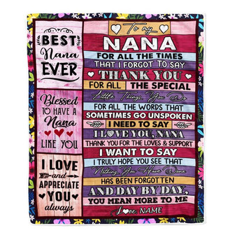 Personalized Nana Blanket From Granddaughter Grandson Thank You For The Love Nana Mothers Day Birthday Christmas Customized Bed Fleece Throw Blanket - Thegiftio UK