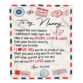 Personalized To My Nanny Blanket From Kids Air Mail Letter I Love You Nanny Birthday Mothers Day Christmas Customized Fleece Throw Blanket - Thegiftio UK