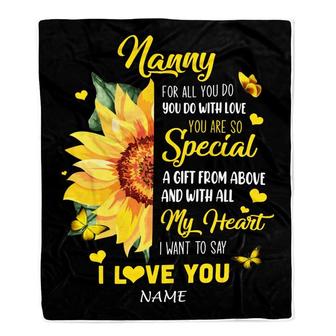 Personalized To My Nanny Blanket From Kids I Want To Say I Love You Sunfower Nanny Birthday Mothers Day Thanksgiving Christmas Customized Fleece Throw Blanket - Thegiftio UK