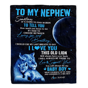Personalized To My Nephew Blanket From Aunt Auntie I Love You This Old Lion Nephew Birthday Graduation Christmas Customized Bed Fleece Throw Blanket - Thegiftio UK