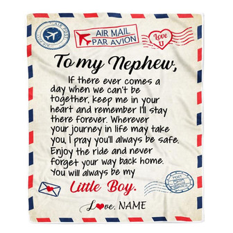 Personalized To My Nephew Blanket From Aunt Uncle Air Mail Letter Little Boy Nephew Birthday Christmas Gift Customized Bed Quilt Fleece Throw Blanket - Thegiftio UK