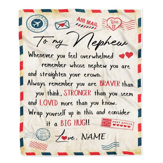 Personalized To My Nephew Blanket From Aunt Uncle Auntie Mail Letter Nephew Birthday Graduation Christmas Customized Fleece Blanket - Thegiftio UK