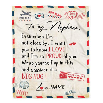 Personalized To My Nephew Blanket from Aunt Uncle Proud Of You Air Mail Letter Nephew Birthday Christmas Gift Customized Bed Quilt Fleece Throw Blanket - Thegiftio UK