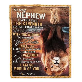 Personalized To My Nephew Blanket From Uncle Aunt I Wish You The Strength Lion Nephew Birthday Graduation Christmas Gift Bed Quilt Fleece Throw Blanket - Thegiftio UK