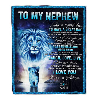 Personalized To My Nephew Lion Blanket From Uncle Every Day Laugh Love Live Nephew Birthday Graduation Christmas Customized Bed Fleece Throw Blanket - Thegiftio UK