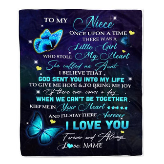 Personalized To My Niece From Aunt Blanket Once Upon A Time Butterfly Niece Birthday Graduation Thanksgiving Christmas Gift Bed Quilt Fleece Throw Blanket - Thegiftio UK