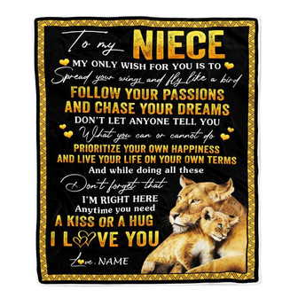Personalized To My Niece Blanket From Aunt Auntie Lion My Only Wish For You Niece Birthday Graduation Christmas Customized Bed Fleece Throw Blanket - Thegiftio UK