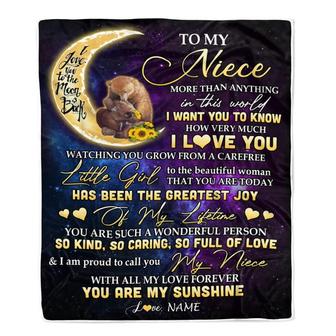 Personalized To My Niece Blanket From Aunt Auntie Uncle Positive Energy Encourage Brave Little Bear Birthday Christmas Customized Fleece Blanket - Thegiftio UK