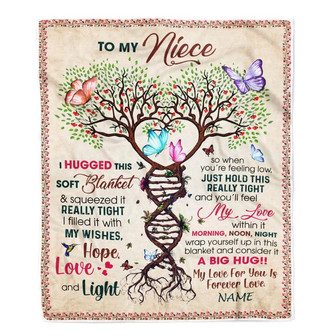 Personalized to My Niece Blanket from Aunt Auntie Uncle My Love Within It Morning Noon Night Butterfly Tree Niece Birthday Christmas Customized Fleece Blanket - Thegiftio UK