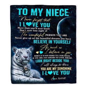 Personalized To My Niece Blanket From Aunt Auntie Uncle Never Forget I Love You White Tiger Niece Birthday Graduation Christmas Customized Fleece Blanket - Thegiftio UK