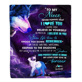 Personalized To My Niece Blanket From Aunt Auntie Uncle Wolf Moon My Love For You Is Forever Niece Birthday Graduation Christmas Customized Fleece Blanket - Thegiftio UK