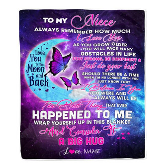 Personalized to My Niece Blanket from Aunt Auntie Uncle Always Remember How Much I Love You Moon Butterfly Niece Birthday Christmas Fleece Blanket - Thegiftio UK