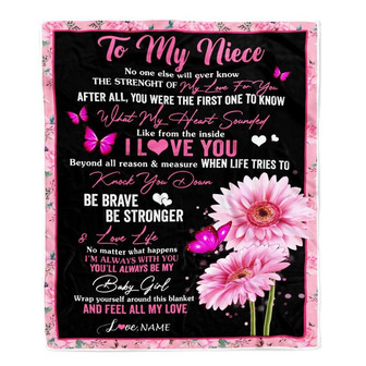 Personalized To My Niece Blanket From Aunt Auntie Uncle I Love You Pink Daisy Butterfly Niece Birthday Graduation Christmas Customized Fleece Throw Blanket - Thegiftio