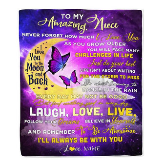 Personalized To My Niece Blanket From Aunt Auntie Uncle Butterfly Never Forget How Much I Love You Niece Birthday Christmas Customized Fleece Blanket - Thegiftio UK