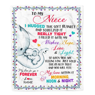 Personalized To My Niece Blanket From Aunt TiTi Uncle Elephant I Huggest This Soft Blanket Niece Birthday Graduation Christmas Customized Bed Fleece Blanket - Thegiftio UK