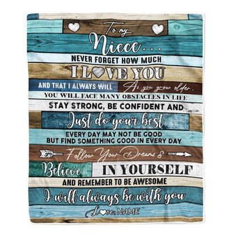Personalized To My Niece Blanket From Aunt Uncle Auntie Wood Never Forget I Love You Niece Birthday Graduation Christmas Customized Bed Fleece Throw Blanket - Thegiftio UK