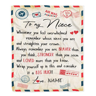 Personalized To My Niece Blanket From Aunt Uncle Auntie Mail Letter Niece Birthday Graduation Christmas Customized Fleece Blanket - Thegiftio UK