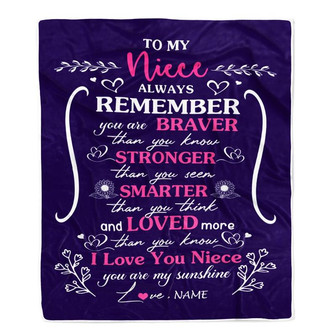 Personalized To My Niece Blanket From Aunt Uncle Mother Purple I Love You Niece Birthday Christmas Gift Customized Bed Quilt Fleece Throw Blanket - Thegiftio UK
