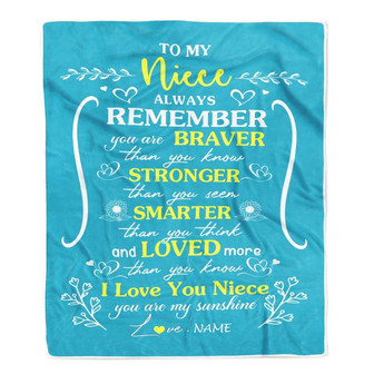 Personalized To My Niece Blanket From Aunt Uncle Mother Teal I Love You Niece Birthday Christmas Gift Customized Bed Quilt Fleece Throw Blanket - Thegiftio UK