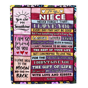 Personalized to My Niece Blanket from Aunt Uncle Titi Wood Laugh Love Live Believe Niece Birthday Thanksgiving Christmas Customized Fleece Blanket - Thegiftio UK