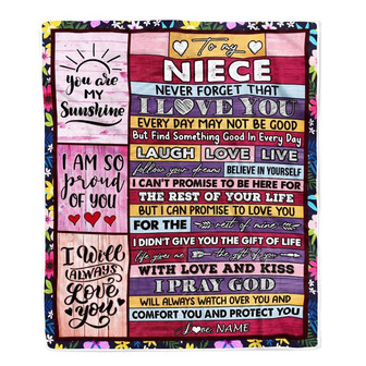 Personalized To My Niece Blanket From Aunt Uncle Wood You Are My Sunshine I Love You Niece Birthday Graduation Christmas Customized Bed Fleece Throw Blanket - Thegiftio UK